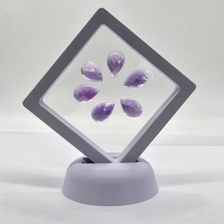 Lot with 6 Amethysts, Pear Cut 10x15 mm - 38.96 ct