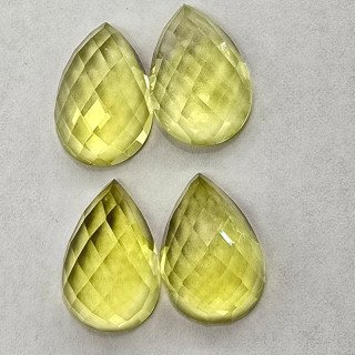 Lotto con 4 Quarzi Lemon Taglio:  Goccia 10x15 mm - 26