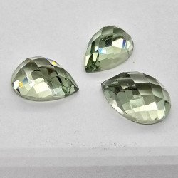 Lotto con 3 Prasioliti-Amtiste Verdi Taglio: Goccia 10x15 mm - 19