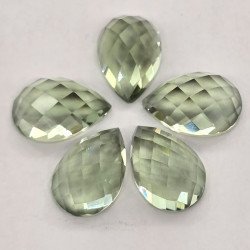 Lotto con 5 Prasioliti-Amtiste Verdi Taglio: Goccia 10x15 mm - 32