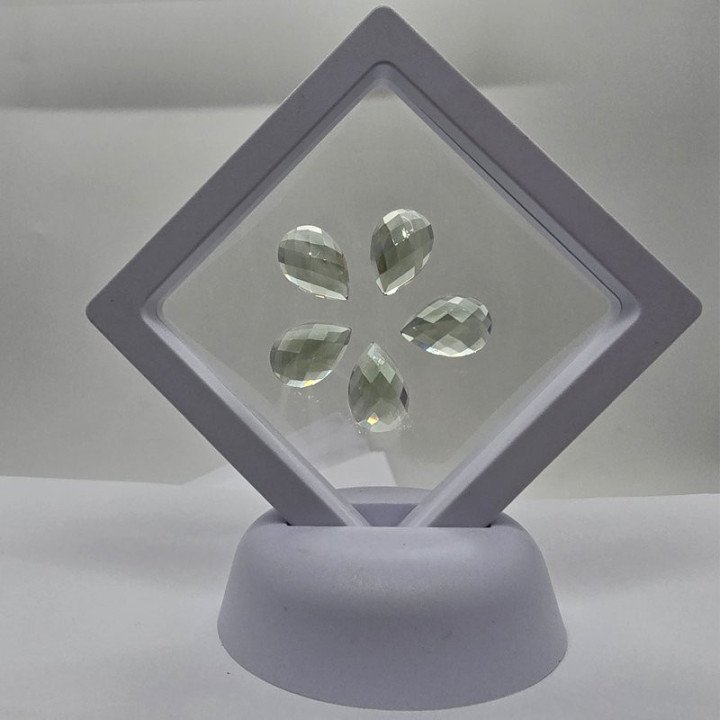Lot of 5 Green Prasiolite-Amthysts, Pear-Cut 10x15 mm - 32.73 ct