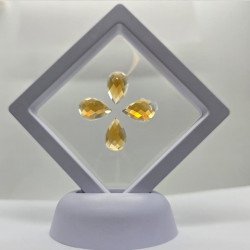 Lot of 4 Green Citrines, Pear-Cut 10x15 mm - 25.23 ct