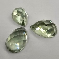 Lotto con 3 Prasioliti-Amtiste Verdi Taglio: Goccia 10x15 mm - 19