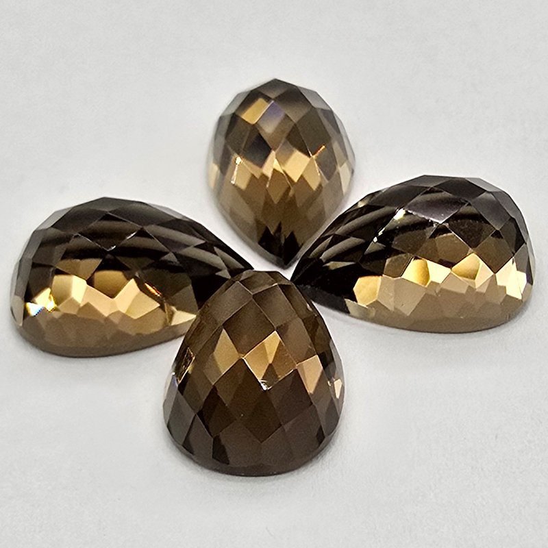 Lotto con 4 Quarzi Fume' Taglio: Goccia 10x15 mm - 26