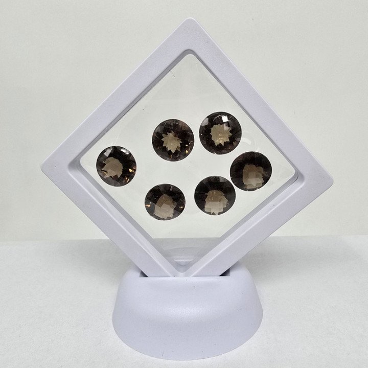 Lotto 6 Quarzi Fumè Taglio  Rotondo 14 mm - 50,47 ct