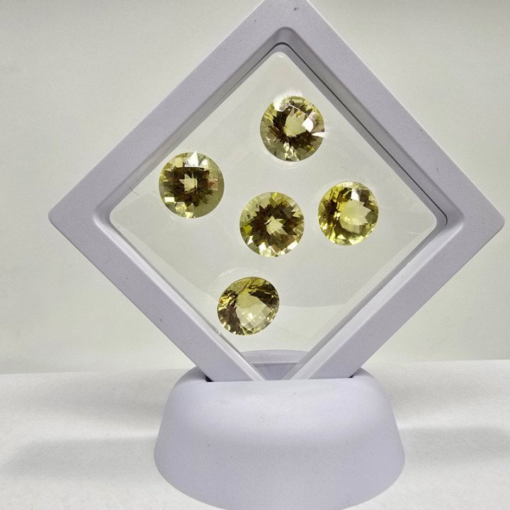 Lotto 5 Quarzi Lemon Taglio  Rotondo 14 mm - 43,72 ct