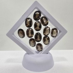 Lot of 12 Oval-Cut Smoky Quartzs 12 x 16 mm - 95.96 ct