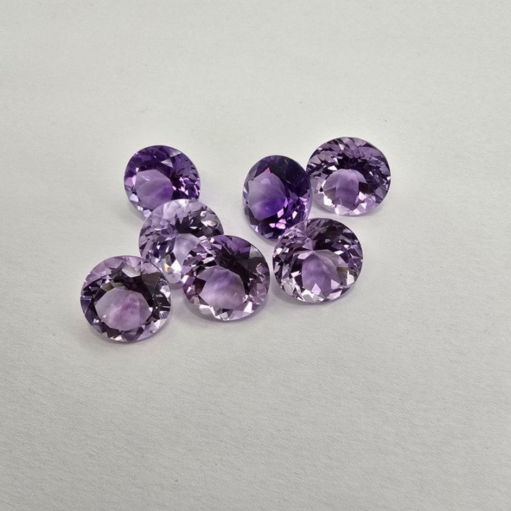 Lotto 9 Ametiste Taglio Rotondo 14 mm - 74,21 ct