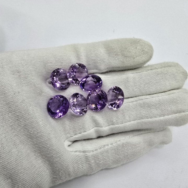 Lotto 9 Ametiste Taglio Rotondo 14 mm - 74,21 ct
