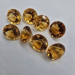 Lot of 8 Round-Cut Citrines 14 mm - 76.22 ct