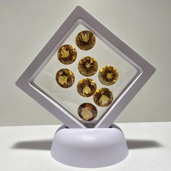 Lot of 8 Round-Cut Citrines 14 mm - 76.22 ct