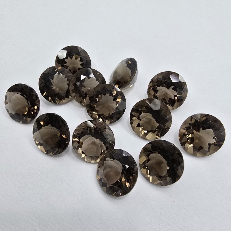 Lotto 8 Quarzi Fumé Taglio Rotondo 14 mm - 110