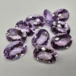 Lot of 9 Oval-Cut Amethysts 12 x 16 mm - 72.69 ct