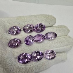 Lot of 10 Oval-Cut Amethysts 12 x 16 mm - 79.73 ct