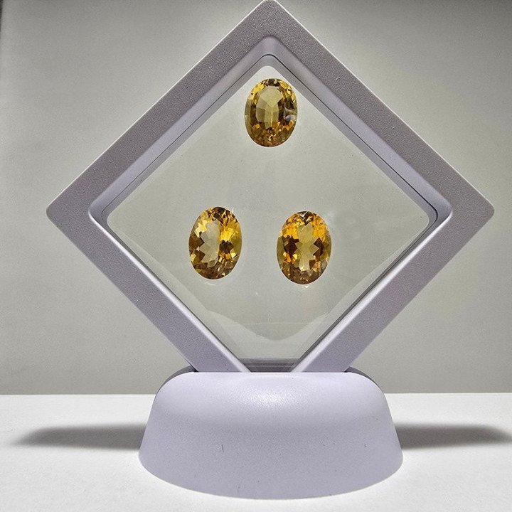 Lot of 3 Oval-Cut Citrines 12 x 16 mm - 21.15 ct