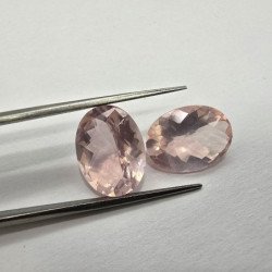 Lotto 2 Quarzi Rosa Taglio Ovale 12 x 16 mm - 15,54 ct