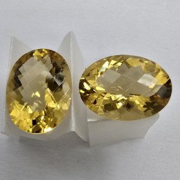 Lot of 2 Oval-Cut Honey Quartz 12 x 16 mm - 16.08 ct