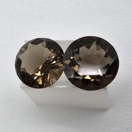 Lot of 2 Round-Cut Smoky Quartz 12 mm - 10.25 ct