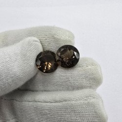 Lot of 2 Round-Cut Smoky Quartz 12 mm - 10.25 ct