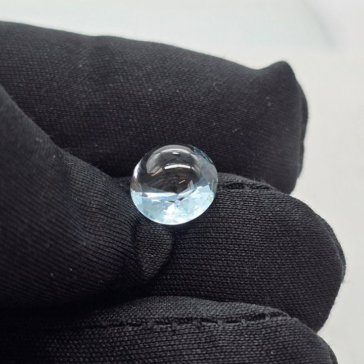 Topazio Azzurro Taglio Cabochon Rotondo Sfaccettato 10 mm - 4,91 ct