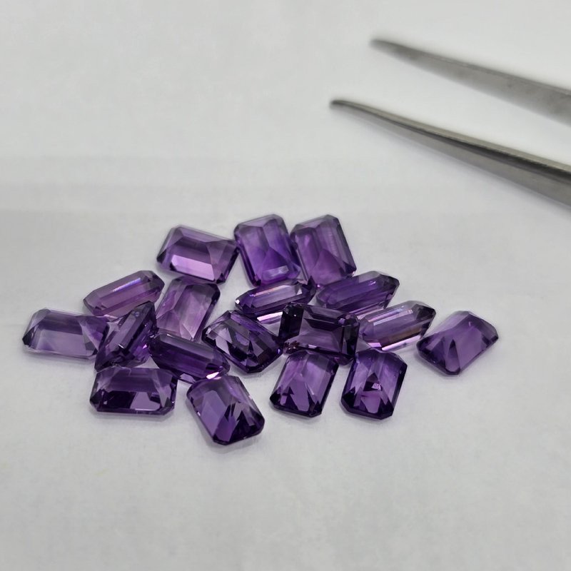 Lotto da 18 Ametiste - Taglio:  smeraldo 6x4mm - 9